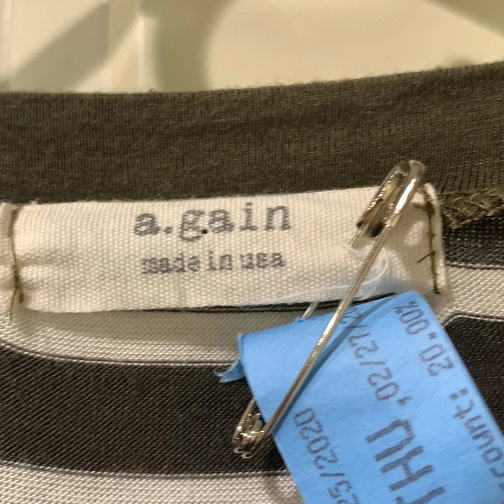 Long sleeve olive and cream medium t-shirt